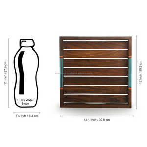 Elegante bandeja de servicio personalizada hecha a mano de Aura, artesanía de madera con detalles de mango de Metal para fiestas lujosas y uso doméstico - Product Image 5