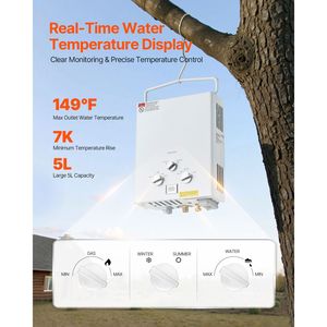 Scaldabagno Portatile a Propano da 34000 BTU 1.32 GPM, Senza Serbatoio, da Esterno, Istantaneo, con Set di Accessori, Regolato per Camper, Tipo Gas GPL - Product Image 3
