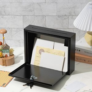 Secure Metal Wall-Mounted Donation Drop <b>Box</b> Top Slot <b>Lock</b> 2 Keys Garden Office Charity Steel Collection <b>Box</b> Suggestion - Product Image 3