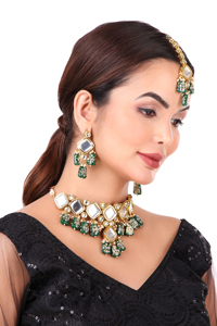 Party Wear Engagement Wedding Anniversary Choker Earrings Set Traditional Zircon Trendy <b>Gift</b> Jewelry Women Necklace Brass Alloy - Product Image 6