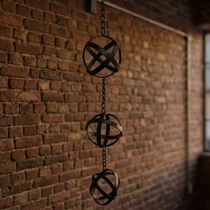 Modern Metal Aluminum <b>Orb</b> Chain Hanging Decor Galvanized Steel Outdoor <b>Garden</b> Art - Product Image 2