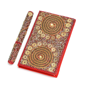 Agenda et stylo décorés de paillettes, artisanat indien, couleurs variées, pour journal intime, carnet de notes, cadeau souvenir. - Product Image 4