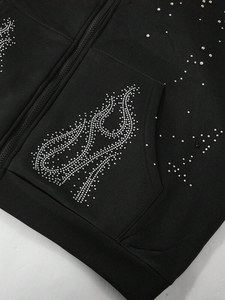 Hoodie surdimensionné en molleton 100% coton, qualité supérieure, personnalisé avec strass, style décontracté ou urbain, service OEM - Product Image 6
