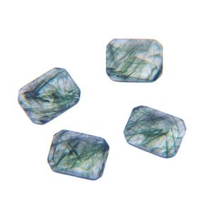 Natural Green Rutilated Quartz Cabochon 8X6mm Rectangular Flat Bottom <b>Rose</b> Cut <b>Top</b> Grade Stone Jewelry Inlay Loose Gemstones - Product Image 1