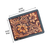 Dompet kulit asli Tooled ramping bisnis untuk pria tempat kartu trendi Fashion hadiah perjalanan dompet koin-gaya personalisasi