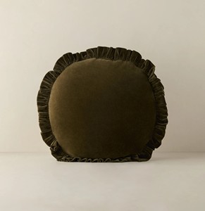 Custom Solid Color Ruffle Velvet Wool Cotton Blend Washable <b>Round</b> Throw Pillow - Product Image 4
