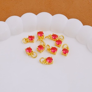 Quartz rose fuchsia rond plaqué or 18 carats ensemble de broches faites à la main pendentif à breloque fabrication de bijoux en gros fournisseur de résultats de bijoux - Product Image 4