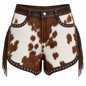 Shorts de Cuero Vacuno para Mujer, Cuero de Primera Calidad, Cintura Alta, Elegantes, Moda Urbana, Casuales, de Diseñador, Personalizados OEM - Product Image 3