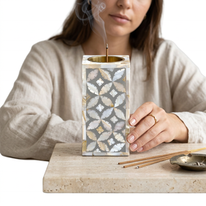 Artisan Mother of Pearl inlay Mabkhara Set Handmade Islamic <b>Bakhoor</b> Burner for Traditional <b>Oud</b> Aroma and Festive Ramadan Ambianc - Product Image 1