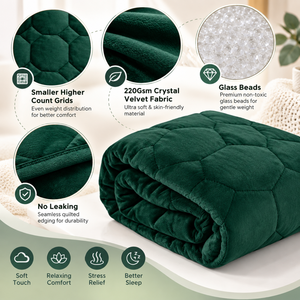 <b>Small</b> Weighted Lap Blanket | 5 lb Weighted Throw for Adults & Teens | 29x33 Inch <b>Quilted</b> Comfort Blanket | Glass Bead Filled Lap - Product Image 4