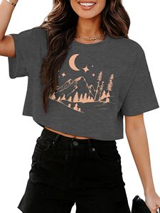 Camiseta Corta para Mujer, Estampado Gráfico, Manga Corta, Blusa Informal, Fabricante OEM - Product Image 1