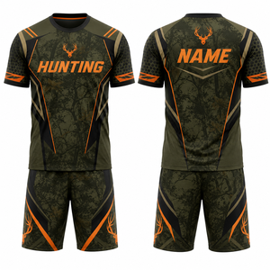 Ensemble chemise et short à manches courtes imprimé floral pour homme MEGAMAPLE, vêtements de chasse pour adultes, polyester respirant, kit d'extérieur pour l'été - Product Image 1