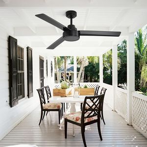 52-Inch Outdoor <b>Black</b> Farmhouse <b>Ceiling</b> <b>Fan</b> with 3 ABS Blades and Remote Control 6-Speed Reversible DC Motor - Product Image 3