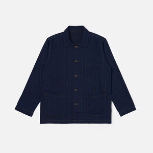 Chaqueta de Mezclilla Tejida Transpirable para Hombre, Cuello Camisero, Cierre de Botones, Corte Regular, Color Sólido, Prenda Exterior Formal de Algodón - Product Image 4