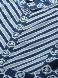 Kurta Anarkali en coton bleu à col mandarin et motifs floraux, grande taille pour femme, manches trois quarts, respirant, look estival - Product Image 4