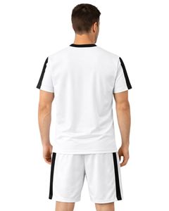 Mens White Black Sports T Shirt And Shorts <b>Set</b> Breathable Quick Dry Gym Wear Athletic Running Training Activewear Outfit <b>Set</b> - Product Image 2