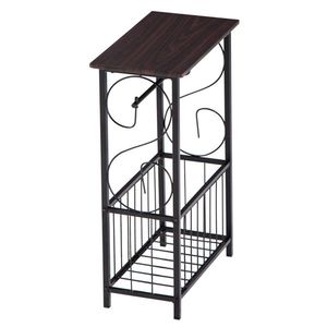 Multifunctional Dark Brown (37 X 20 X 55)cm Bathroom Table with Tissue Magazine Rack Interior Side Table Shelves - Product Image 2