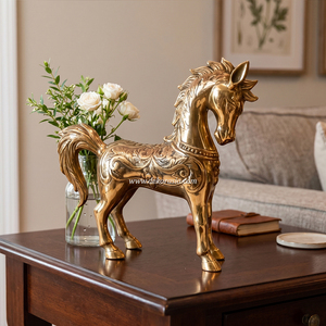 Figura de Caballo de Latón Estilo Antiguo, Escultura Animal Hecha a Mano de Lujo para Decoración del Hogar y Exhibición Interior - Product Image 4