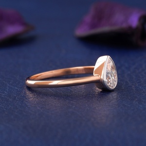 Pear Cut Diamond Engagement Ring Unisex IGI Certified 14K Gold Plated Luxury Classic Style Jewelry for Wedding Anniversary Party - Product Image 4