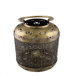 Vintage Round Golden Color Metal Hot Selling Lantern Medium Size for Decoration in Hotel Use, Customised as Per Requirement