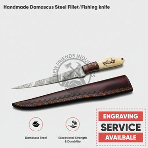 Nouveau Couteau de Filetage Haut de Gamme en Acier Damas Fait Main, Lame de 8 Pouces, Flexible, Ambidextre, Couteau de Chef, Cadeau pour Occasions Spéciales, Couteau de Cuisine - Product Image 3