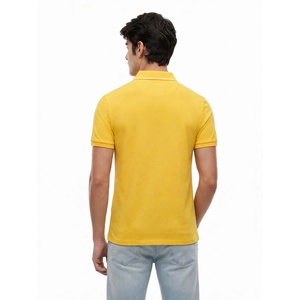Camiseta Polo Amarilla para Hombre, Manga Corta, Algodón, Casual, Verano, Corte Ajustado, Ribete en Contraste, Diseño Clásico para Negocios y Golf - Product Image 2