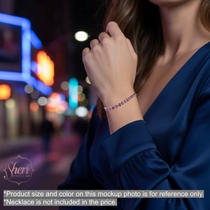 [Sheri Jewels] Classic Ruby Tennis 18K Solid Gold Natural Oval Ruby & Diamond Party <b>Bracelet</b>-Gift to Her - Product Image 4