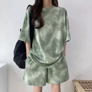 Custom High Quality Casual Summer Women's 2-Piece T-Shirt and Sweat Shorts <b>Set</b> 100% Cotton Unisex - Product Image 4