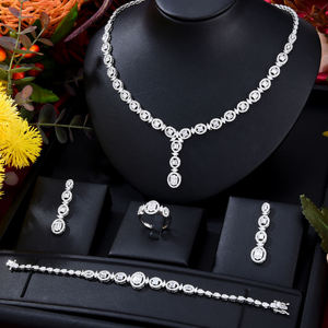 Parure de bijoux en argent 925 tendance pour femme, collier de mariée de luxe brillant avec moissanite cubique, cadeau de mariage - Product Image 1