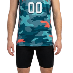 Kit de basketball camouflage : Short ajusté uni et maillot sans manches col en V pour homme, avec bordure contrastante et numéros de joueur 100 % personnalisables - Product Image 5