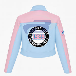 Chaqueta de cuero PU de la hermandad Jack And Jill Of America, de alta calidad, corte ajustado, estilo racing, personalizable con cualquier logotipo. - Product Image 3