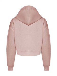 Hoodie court doublé pour femme, en tissu doux et confortable avec face en coton et dos en polaire brossée, épaules tombantes, coupe décontractée, manches longues - Product Image 2