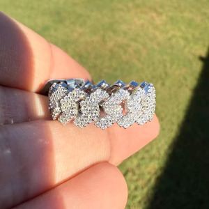 Anillo de eslabones cubanos con diamantes de moissanita, chapado en rodio sobre plata de ley 925, joyería hip hop para hombre, anillo de pinky, regalos de boda - Product Image 3
