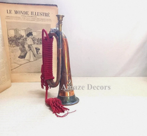 Vintage Decorative Bugle Horn Tassel Pendant Metal Trumpet Ornament Custom Gift Set - Product Image 1