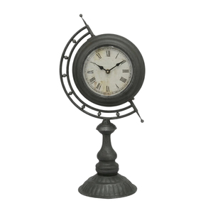 Horloge de table vintage européenne en métal, horloge de bureau sur piétement vert patiné, cadran rétro Paris, horloge de table silencieuse, décoration antique pour la maison - Product Image 3