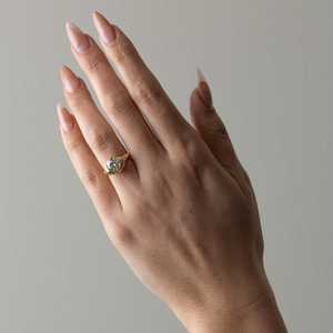 Bagues de fiançailles en diamant en or massif 14 carats, sertissage demi-clos, halo sculpté en or, diamant rond de laboratoire, bijoux de luxe pour anniversaire et mariage - Product Image 2