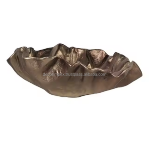 Cuenco decorativo de aluminio fundido, decoración moderna para el hogar, centro de mesa de acento, bronce, oro, diseño ondulado orgánico, arte único - Product Image 4