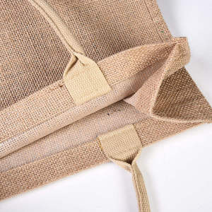 Sac de courses en jute taille moyenne avec poignée supérieure, réutilisable, pour les courses, couleur naturelle - Product Image 2