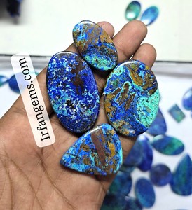 Azurite Bluebird 100% Naturelle avec Cabochon en Malachite, Pierre Précieuse Libre Polie Ovale et Formes Assorties pour la Fabrication de Bijoux, Cristal en Vrac - Product Image 1