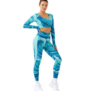 Conjunto Deportivo para Mujer con Degradado de Atardecer, Top Deportivo y Leggings de Yoga, Nailon y Spandex Premium, Acolchado, Elástico en 4 Direcciones, Tacto Suave - Product Image 5