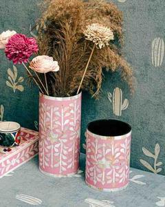 Jardinière en métal avec incrustation de os, faite à la main, de forme ronde, style minimaliste, pour la décoration de la maison, produit de luxe, exportations en gros - Product Image 3