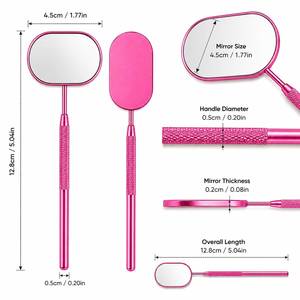 Miroir de maquillage ovale rose avec poignée texturée pour une application précise - Product Image 4