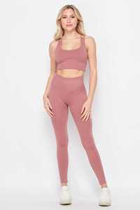 Custom 2 Piece Yoga Wear Set 100% Nylon <b>Stitch</b> Solid Pattern Washed Breathable Fitness Gym Wear Manufacturer - Product Image 2