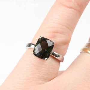 Natural Green Moldavite Solitaire Ring Handmade 925 Sterling Silver <b>Cushion</b> Cut Gemstone Engagement Promise Ring Gift for Her - Product Image 5