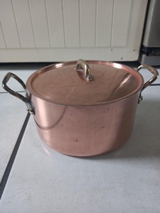 Olla de Cobre con Tapa, Forma Redonda, Asas de Acero Inoxidable, Utensilios de Cocina Metálicos Duraderos, Uso General para Gas - Product Image 2