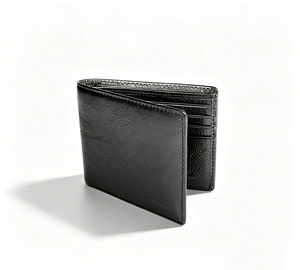 [Low Price] Top Quality Castello Genuine Vegetable Leather RFID <b>Men</b> Bi-fold Billfold ID Card <b>Wallet</b> <b>Black</b> - Product Image 1
