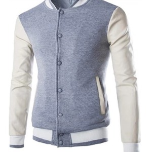 Blouson universitaire en cuir bleu marine, marron et blanc, avec manches en cuir, vêtement d'extérieur premium de type Letterman, fabricant sur mesure - Product Image 5