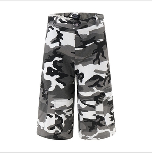 Men's Retro Washed Camouflage Loose Casual Straight Leg Denim Shorts Men Loose Fit Camouflage Cargo Shorts Mid Waist Breathable - Product Image 2
