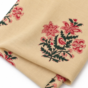 Tela de Algodón Peinado Ligero con Estampado Floral Hecho a Mano Pinksa Fashion, Accesorios para Niñas, Hojas de Follaje Amarillo y Azul - Product Image 4