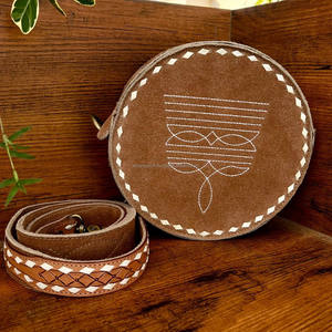 กระเป๋าสะพายไหล่หนังนิ่มสำหรับผู้หญิงสไตล์ตะวันตกกระเป๋าถือสะพายข้างทรงกลมดีไซน์ใหม่สไตล์โบฮีเมียน - Product Image 3